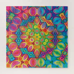 Puzzle Kaleidoscope vert mauve rose moderne