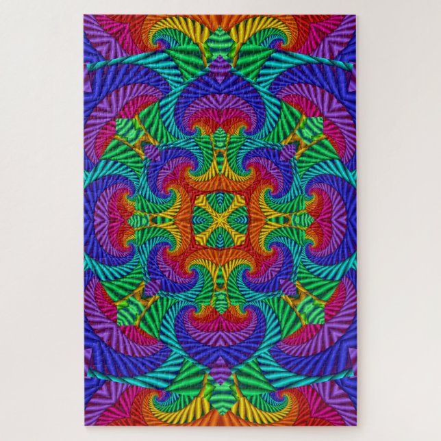 Puzzle Kaleidoscope Vintage psychédélique arc-en-ciel (Vertical)