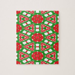 Puzzle Kaleidoscopes rouges, blancs et verts