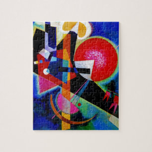 Puzzle Kandinsky dans la peinture d'abrégé sur bleu