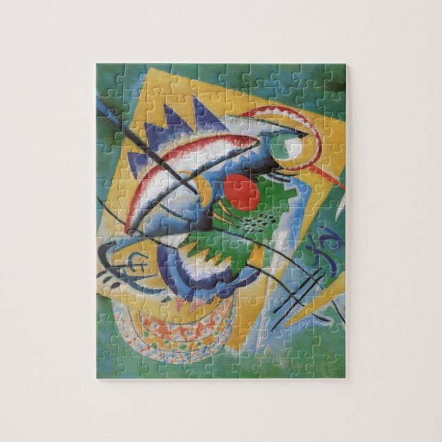 Puzzle Kandinsky rouge ovale Abstraite oeuvre d'art vert  (Vertical)
