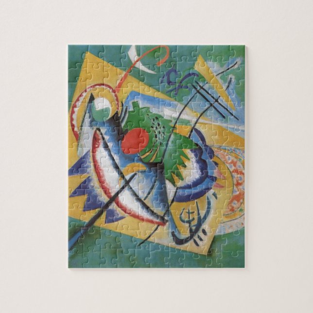Puzzle Kandinsky rouge ovale Abstraite oeuvre d'art vert  (Vertical)