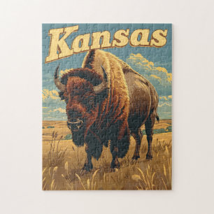 Puzzle Kansas Bison Vintage