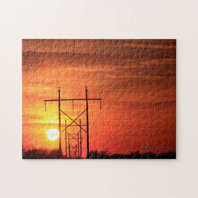 Puzzle Kansas coucher de soleil avec lignes électriques P (Horizontal)