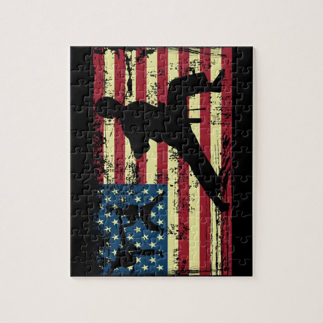 Puzzle Karate American Flag Martial Arts (Vertical)