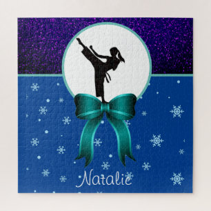 Puzzle Karate Girls Glitter and Bow Snowflake