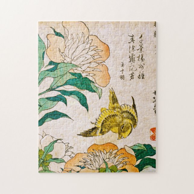 Puzzle Katsushika Hokusai - Peony Et Canaries (Vertical)