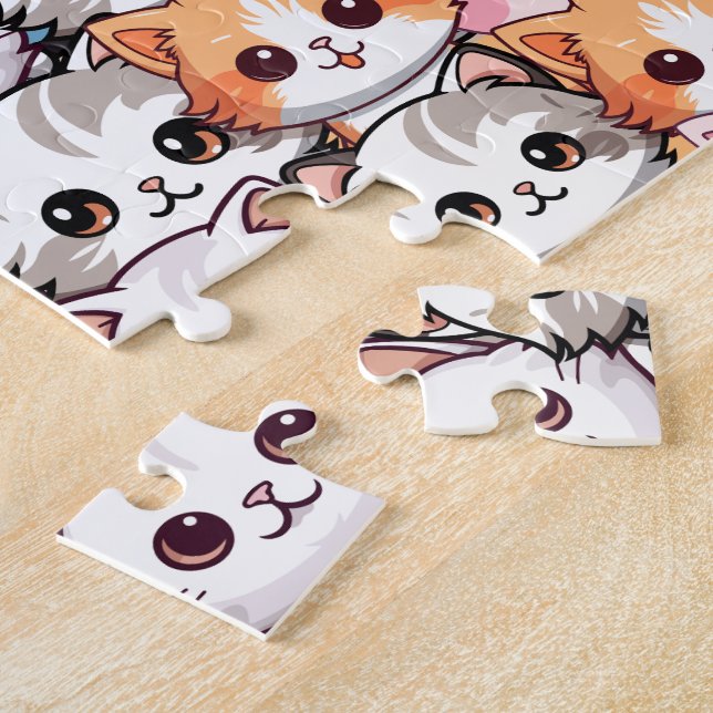 Puzzle Kawaii Chat félin Kitten visage animal de compagni (Côté)