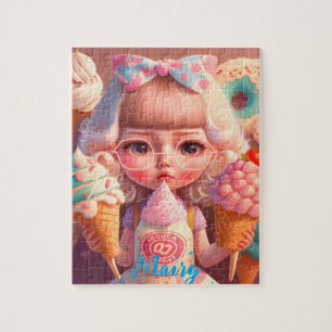 Puzzle Kawaii fille mignonne avec des glaces