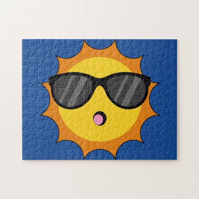 Puzzle Kawaii Soleil avec lunettes de soleil Joyeux visag (Horizontal)