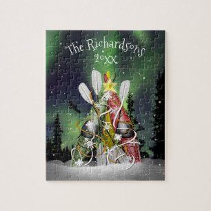 Puzzle Kayak Christmas Tree Aurora Borealis nom de famill