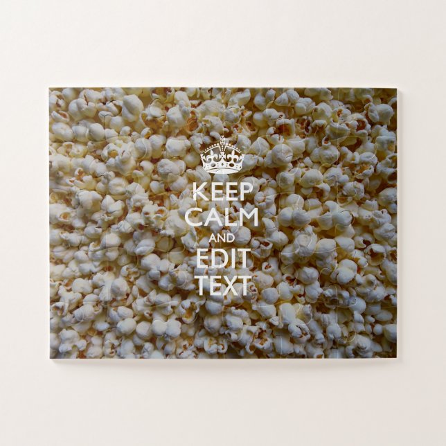 Puzzle KEEP CALM personnalisé et votre texte sur Popcorn (Horizontal)