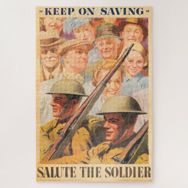 Puzzle Keep On Saving. Reprint of British wartime poster. (Vertical)
