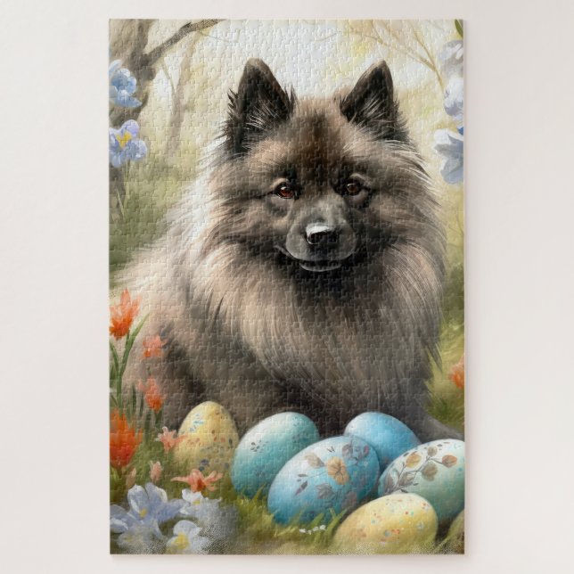 Puzzle Keeshond avec oeufs de Pâques (Vertical)