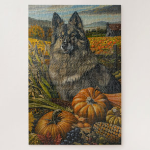 Puzzle Keeshond Chien automne récolte Thanksgiving