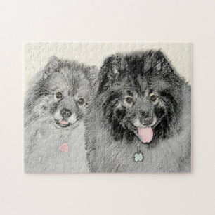 Puzzle Keeshond Maman et Son Peinture - Art Chien origina