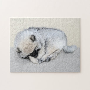 Puzzle Keeshond Sleeping Puppy Peinture Chien Art origina