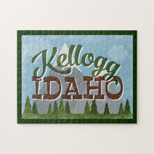 Puzzle Kellogg Idaho Fun Retro Snowy Mounts