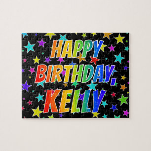 Puzzle "KELLY" Prénom, "HEUREUX ANNIVERSAIRE"