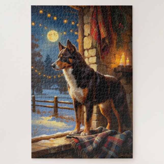 Puzzle Kelpie Australien avec lumières de Noël pour les f (Vertical)