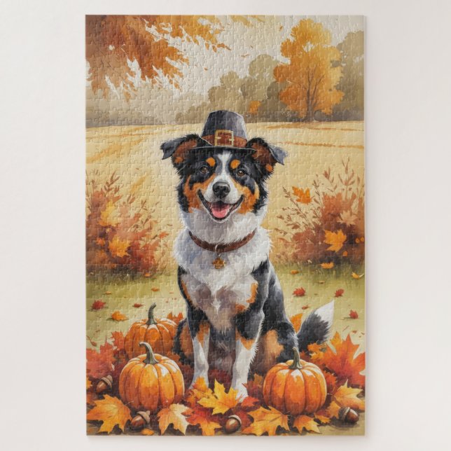 Puzzle Kelpie Australien Feuilles d'Automne Art de Thanks (Vertical)