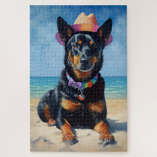 Puzzle Kelpie australienne sur la plage, cadeau d'été amo (Vertical)