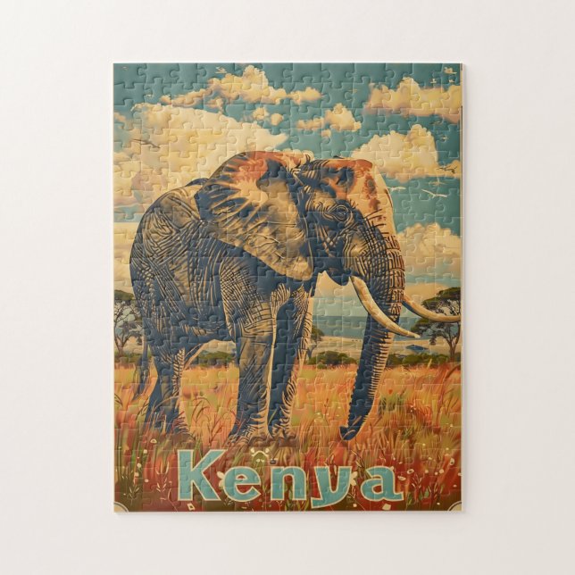 Puzzle Kenya Elephant Vintage (Vertical)