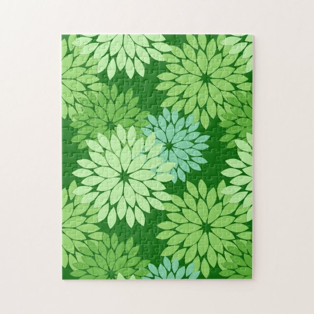 Puzzle Kimono floral moderne Impression, Vert citron (Vertical)