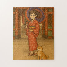 Kimono Girl and Shiba dog à Asakusa