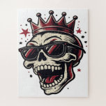 Puzzle King Rockstar Skull with Sunglasses<br><div class="desc">Make a bold statement in your home or office with this incredible King Rockstar Skull with Sunglasses, an exclusive design from AmazingEG. Perfect as a piece of Custom Metal Wall Art, this graphic is a high-contrast blend of vintage tattoo illustration and modern street art. It features a meticulously detailed skull...</div>