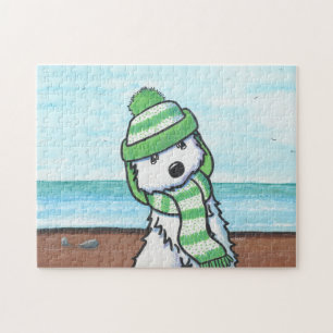 Puzzle KiniArt Winter Beach Westie