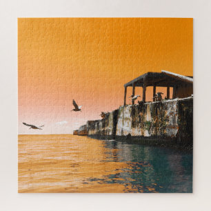 Puzzle kiptopeke bateaux en béton et mouettes