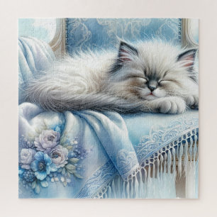 Puzzle Kiton endormi Cottagecore Dream Bleu