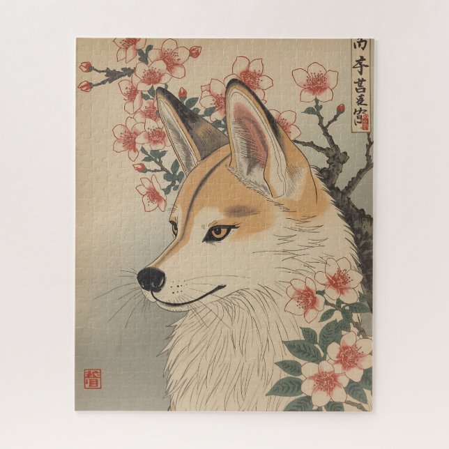 Puzzle Kitsune & cherry blossom (Vertical)