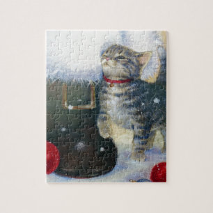 Puzzle Kitten à Père Noël Boot