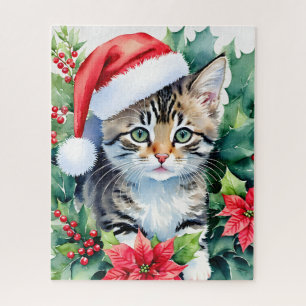 Puzzle Kitten À Santa Hat Art De Noël