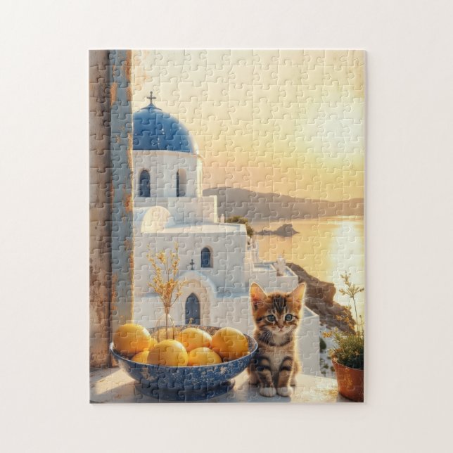 Puzzle Kitten avec vue sur coucher de soleil (Vertical)