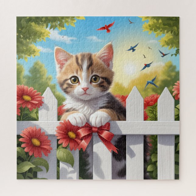 Puzzle Kitten sur la clôture (Vertical)