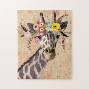 Puzzle Klimt Giraffe   Couronne De Fleurs