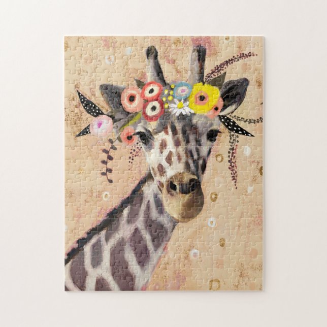 Puzzle Klimt Giraffe | Couronne De Fleurs (Vertical)
