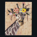 Puzzle Klimt Giraffe | Couronne De Fleurs<br><div class="desc">Cette impression présente une girafe douce ornée d'une couronne de fleurs | Par Victoria Borges. ID image : 128245GG</div>
