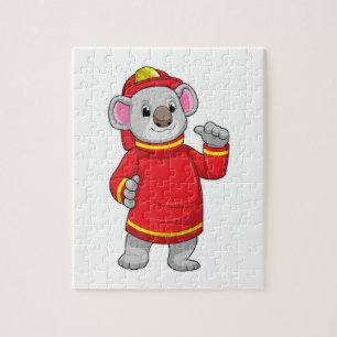 Puzzle Koala as Firefighter with Helmet
