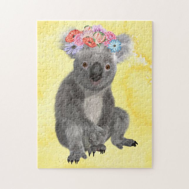 Puzzle Koala avec fleurs aquarelle de printemps art (Vertical)