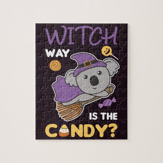 Puzzle Koala Hexe Witch Way Est Le Bonbon Halloween Heure (Vertical)