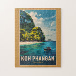 Puzzle Koh Phangan Thaïlande Travel Art Vintage<br><div class="desc">Koh Phangan design de déplacement vectoriel rétro. Ko Pha-ngan est une île du Golfe de Thaïlande dans la province de Surat Thani,  dans le sud de la Thaïlande.</div>