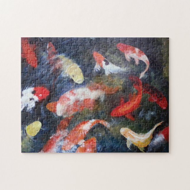 Puzzle Koi Fish Pond, Abstrait, Peinture à l'huile (Horizontal)
