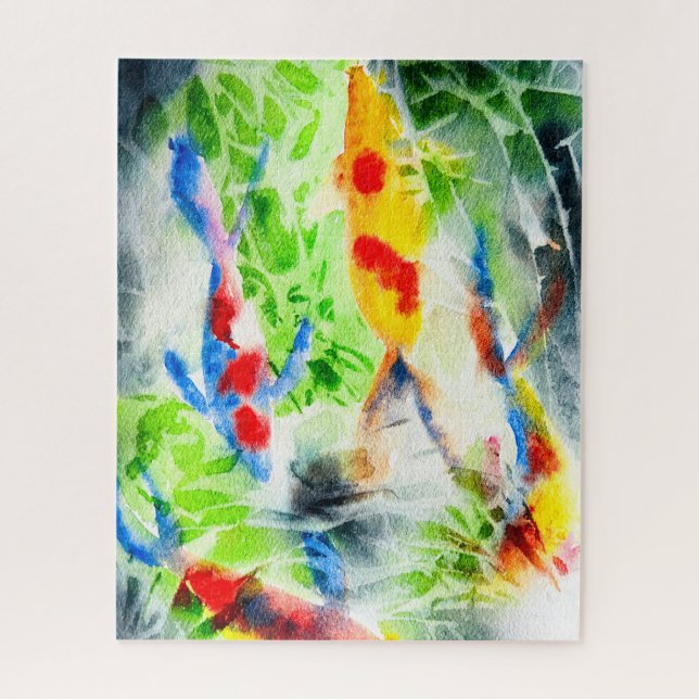 Puzzle Koi Watercolor poisson fine art (Vertical)