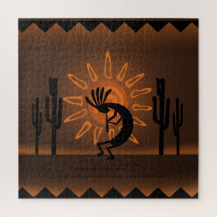 Puzzle Kokopelli Sun Southwest Rustic Brown 3 20 po x 20