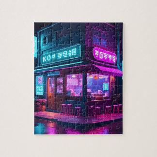 Puzzle Korean Neon Coffee House LoFi Art 