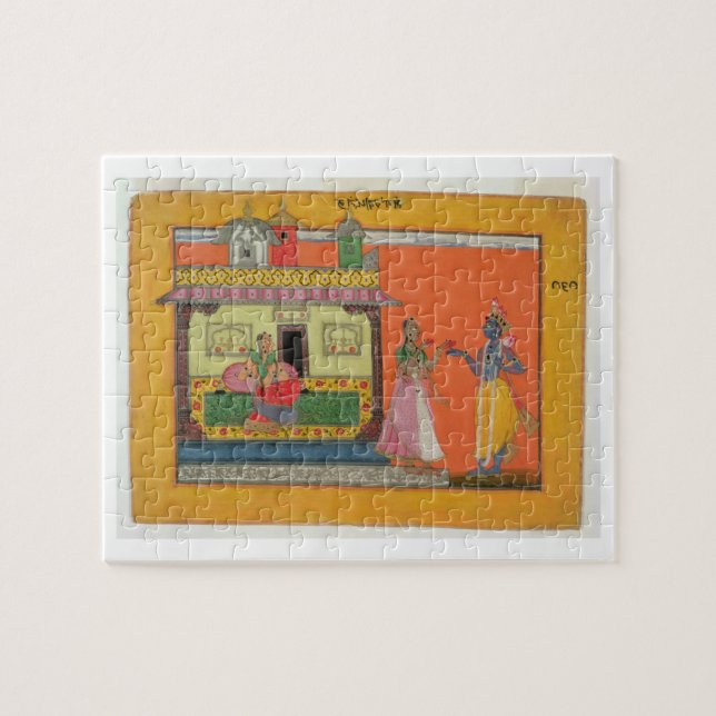 Puzzle Krishna arrivant à la maison de Radha, (Horizontal)